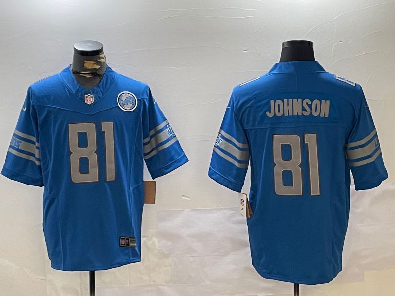 Men Detroit Lions #81 Johnson Blue three generations 2024 Nike Limited NFL Jersey style 2->chicago bears->NFL Jersey